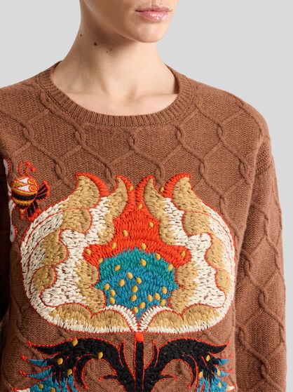 WOOL SWEATER WITH FLORAL EMBROIDERY