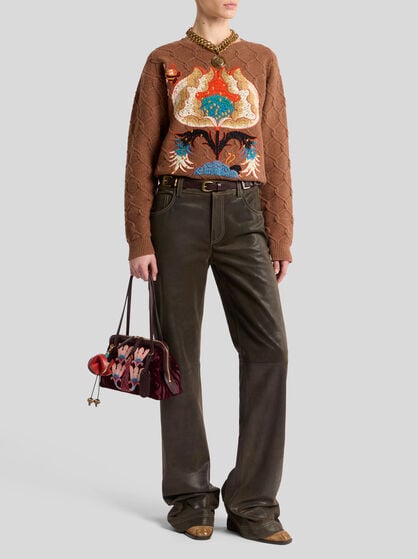WOOL SWEATER WITH FLORAL EMBROIDERY