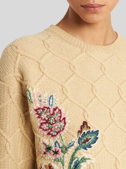 WOOL AND CASHMERE JUMPER WITH EMBROIDERY
