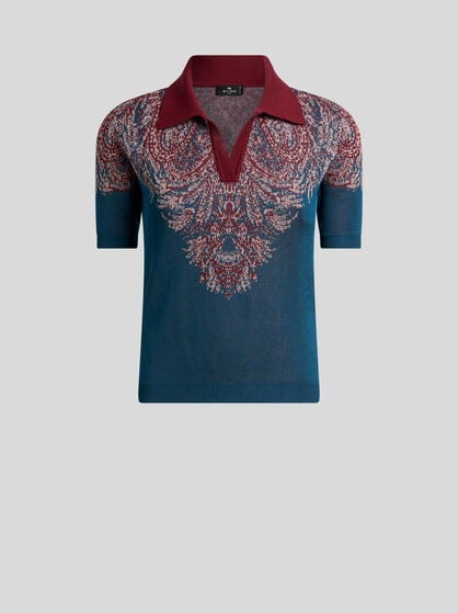 KNIT JACQUARD POLO SHIRT WITH PAISLEY MOTIF