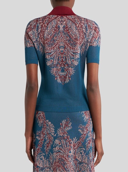 KNIT JACQUARD POLO SHIRT WITH PAISLEY MOTIF