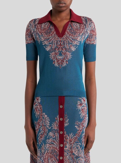 KNIT JACQUARD POLO SHIRT WITH PAISLEY MOTIF