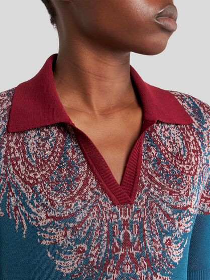 KNIT JACQUARD POLO SHIRT WITH PAISLEY MOTIF