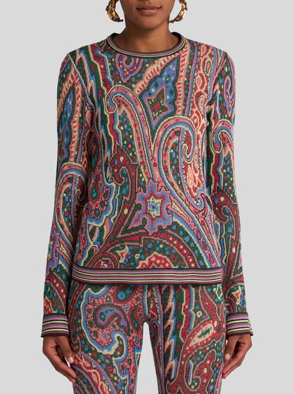 MULTICOLOURED PAISLEY JACQUARD SWEATER