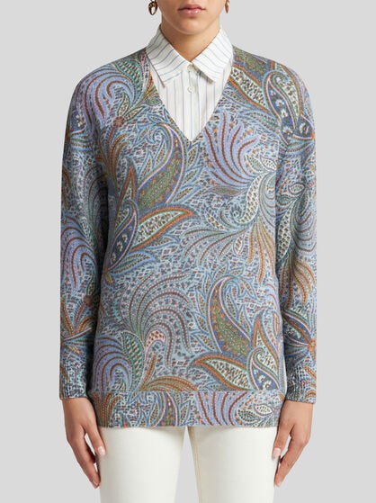 WOOL SWEATER WITH FOLIAGE MOTIF