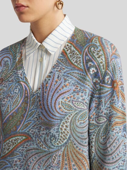 WOOL SWEATER WITH FOLIAGE MOTIF