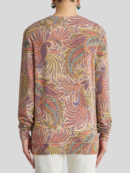 CREW-NECK SWEATER WITH FOLIAGE MOTIF