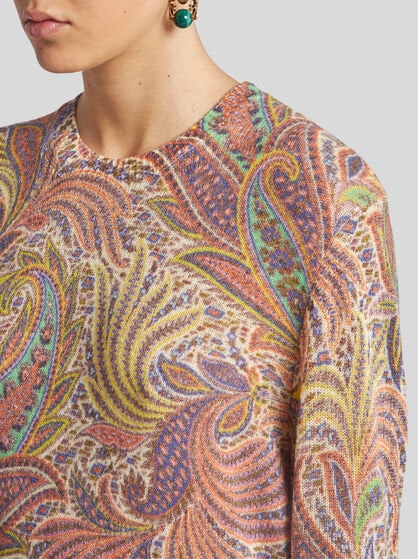 CREW-NECK SWEATER WITH FOLIAGE MOTIF