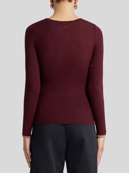 WOOL JACQUARD V-NECK SWEATER