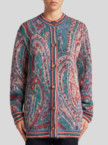 MOHAIR MAXI CARDIGAN WITH PAISLEY MOTIF