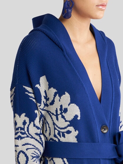 LONG FLORAL JACQUARD CARDIGAN