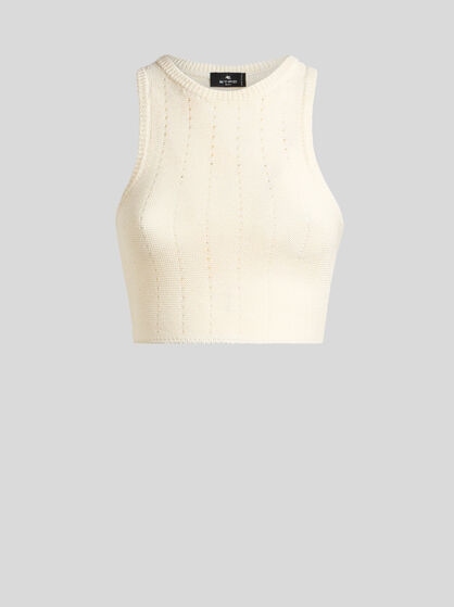 KNIT CROP TOP WITH PUNCHED DETAIL