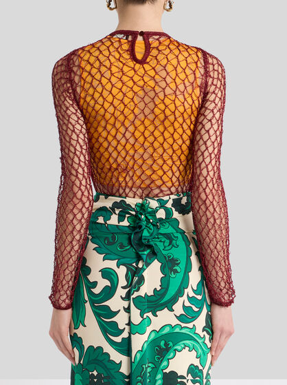 MESH-EFFECT LONG-SLEEVED SWEATER
