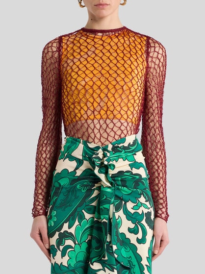 MESH-EFFECT LONG-SLEEVED SWEATER