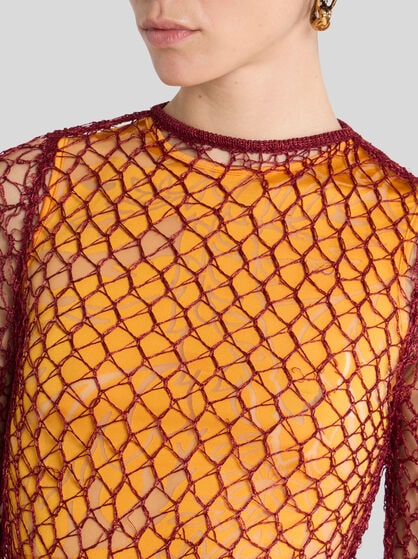 MESH-EFFECT LONG-SLEEVED SWEATER