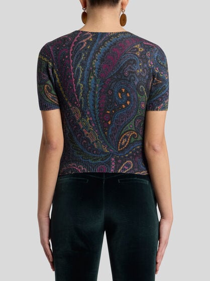 WOOL AND CASHMERE TOP WITH PAISLEY PRINT
