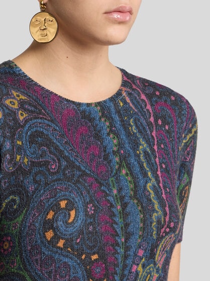 WOOL AND CASHMERE TOP WITH PAISLEY PRINT