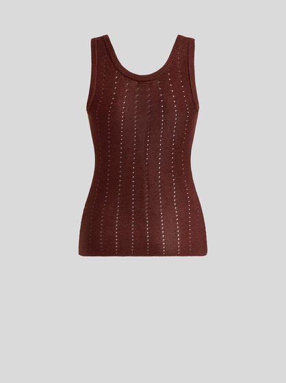 KNIT VEST TOP WITH HOOD AND PUNCHED DETAIL