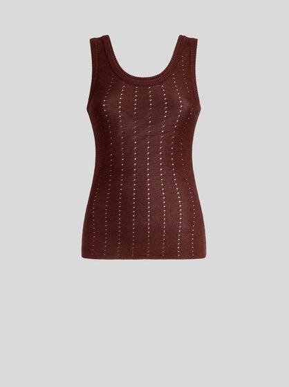 KNIT VEST TOP WITH HOOD AND PUNCHED DETAIL