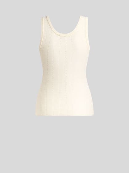KNIT VEST TOP WITH HOOD AND PUNCHED DETAIL