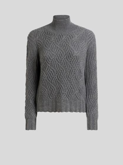 TURTLENECK CASHMERE SWEATER WITH PERFORATED MOTIF