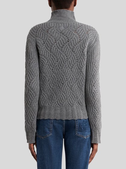 TURTLENECK CASHMERE SWEATER WITH PERFORATED MOTIF