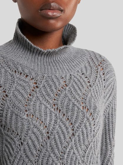 TURTLENECK CASHMERE SWEATER WITH PERFORATED MOTIF