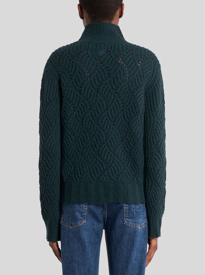 TURTLENECK CASHMERE SWEATER WITH PERFORATED MOTIF
