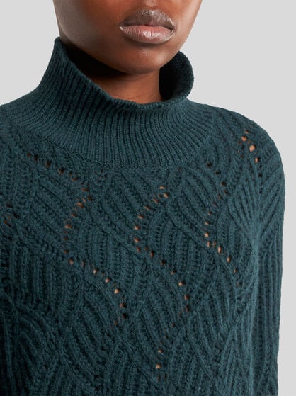 TURTLENECK CASHMERE SWEATER WITH PERFORATED MOTIF