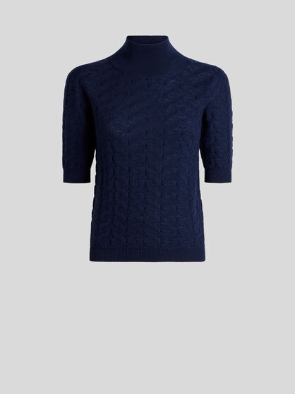 WOOL MOCK-NECK SWEATER WITH PAISLEY DETAILING