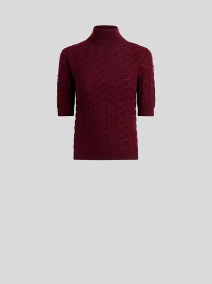 WOOL MOCK-NECK SWEATER WITH PAISLEY DETAILING