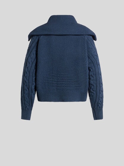 CARDIGAN WITH ZIP AND DENIM INSERTS