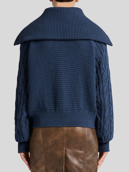CARDIGAN WITH ZIP AND DENIM INSERTS