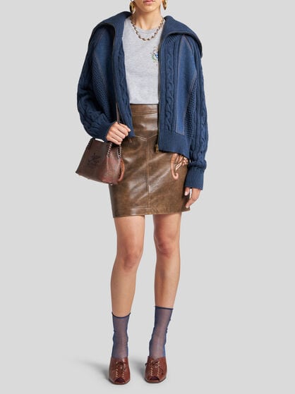 CARDIGAN WITH ZIP AND DENIM INSERTS