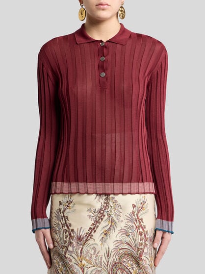 RIBBED POLO SHIRT WITH PEGASO BUTTONS