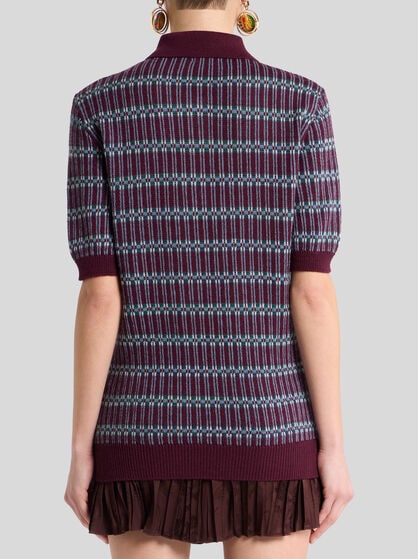WOOL-BLEND JACQUARD POLO SHIRT