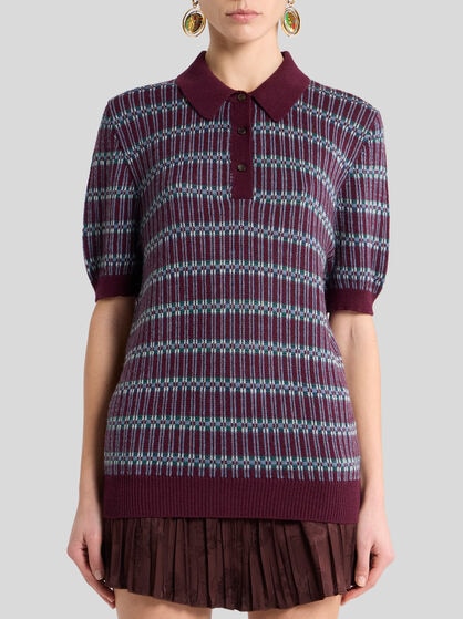 WOOL-BLEND JACQUARD POLO SHIRT