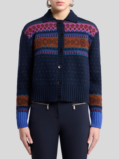 WOOL CARDIGAN WITH JACQUARD MOTIF