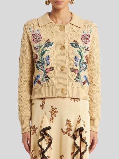 WOOL AND CASHMERE CARDIGAN WITH EMBROIDERY