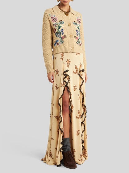 WOOL AND CASHMERE CARDIGAN WITH EMBROIDERY