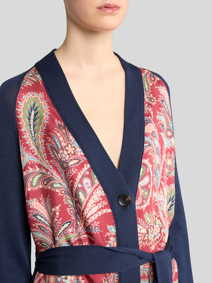 LONG CARDIGAN WITH PRINTED INSERT