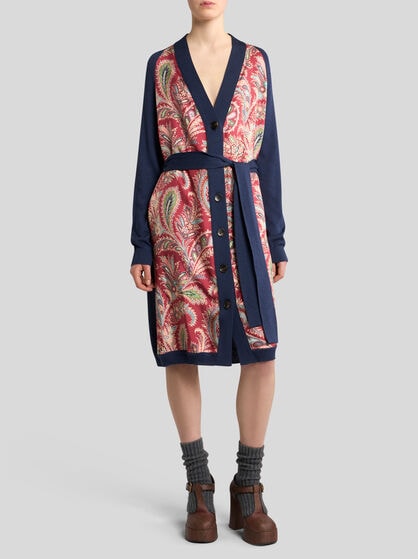 LONG CARDIGAN WITH PRINTED INSERT