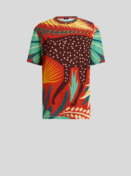 ETRO X TABBY BOOTH LONG COTTON T-SHIRT WITH PLACED PRINT