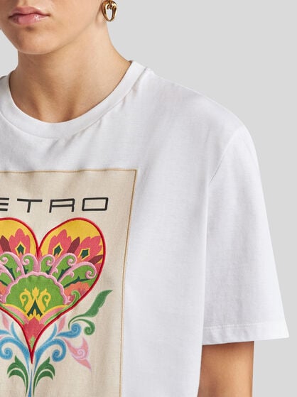 COTTON T-SHIRT WITH PRINT AND EMBROIDERY
