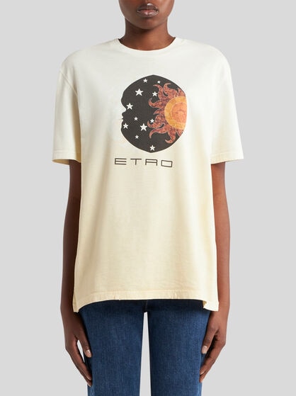 COTTON T-SHIRT WITH PRINT AND LOGO