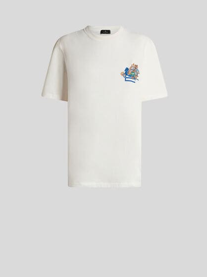 ペガソロゴ＆エンブロイダリー コットン Tシャツ