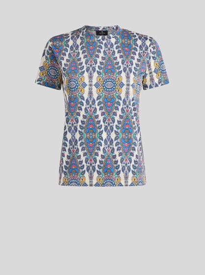 T-SHIRT WITH MEDALLION AND PAISLEY MOTIF