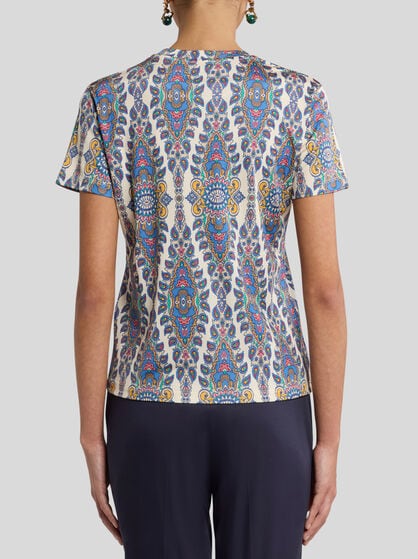 T-SHIRT WITH MEDALLION AND PAISLEY MOTIF