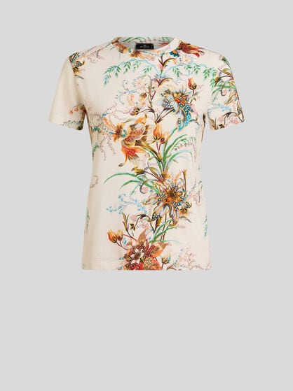 COTTON JERSEY T-SHIRT WITH FLORAL MOTIF