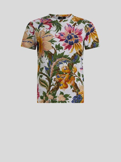 フローラルモチーフ コットンジャージー Tシャツ